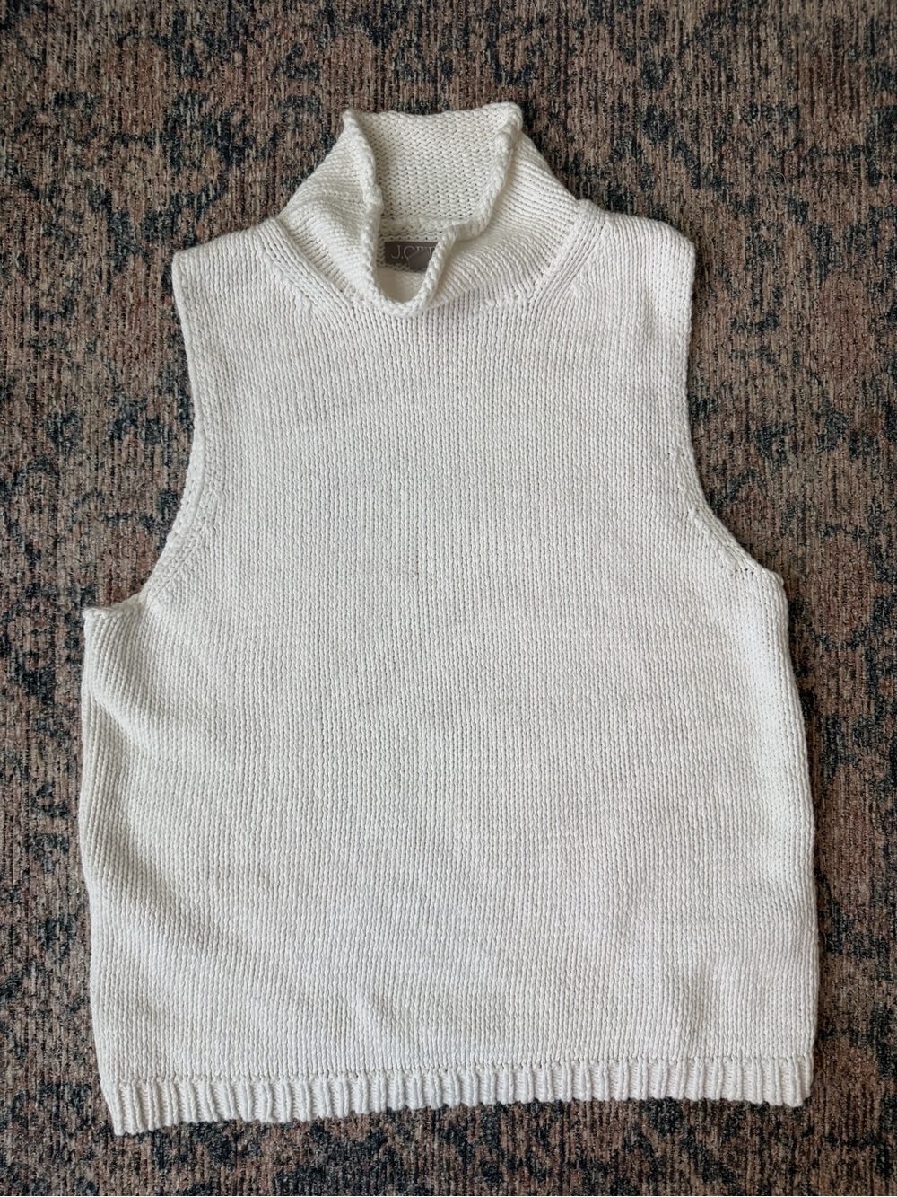 J. Crew Cream Knit Sleeveless roll neck Turtleneck Vest shell